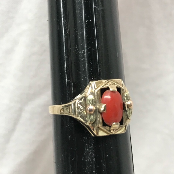 Antique Art Deco 10K Gold Setting Flowers Filigree Decoration Setting Ring 6.25 - Picture 11 of 14